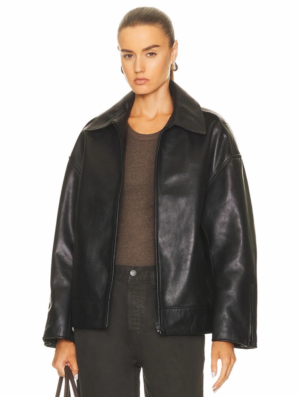 GRLFRND Alek Black Leather Zip-Front Jacket - Women